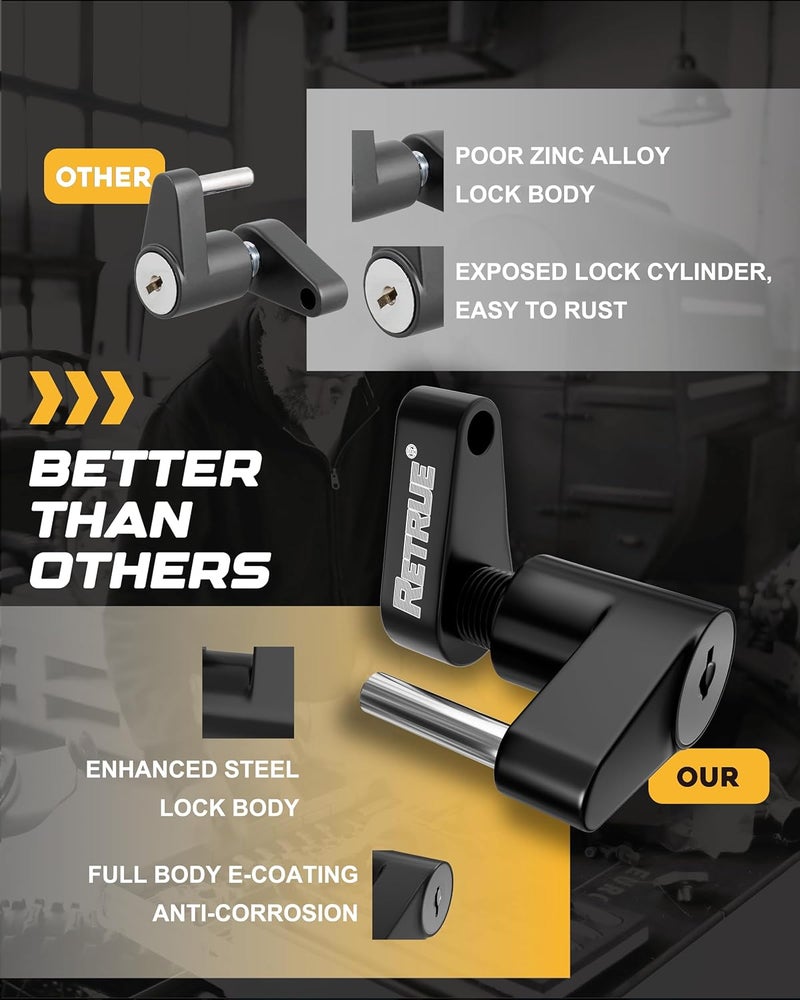 RETRUE Trailer Tongue Coupler Lock, Trailer Hitch Lock,Dia 1/4 Inch, 3/4 Inch Span for Tow Boat RV Truck Car's Coupler (Pack of 2, Black) - Image 4